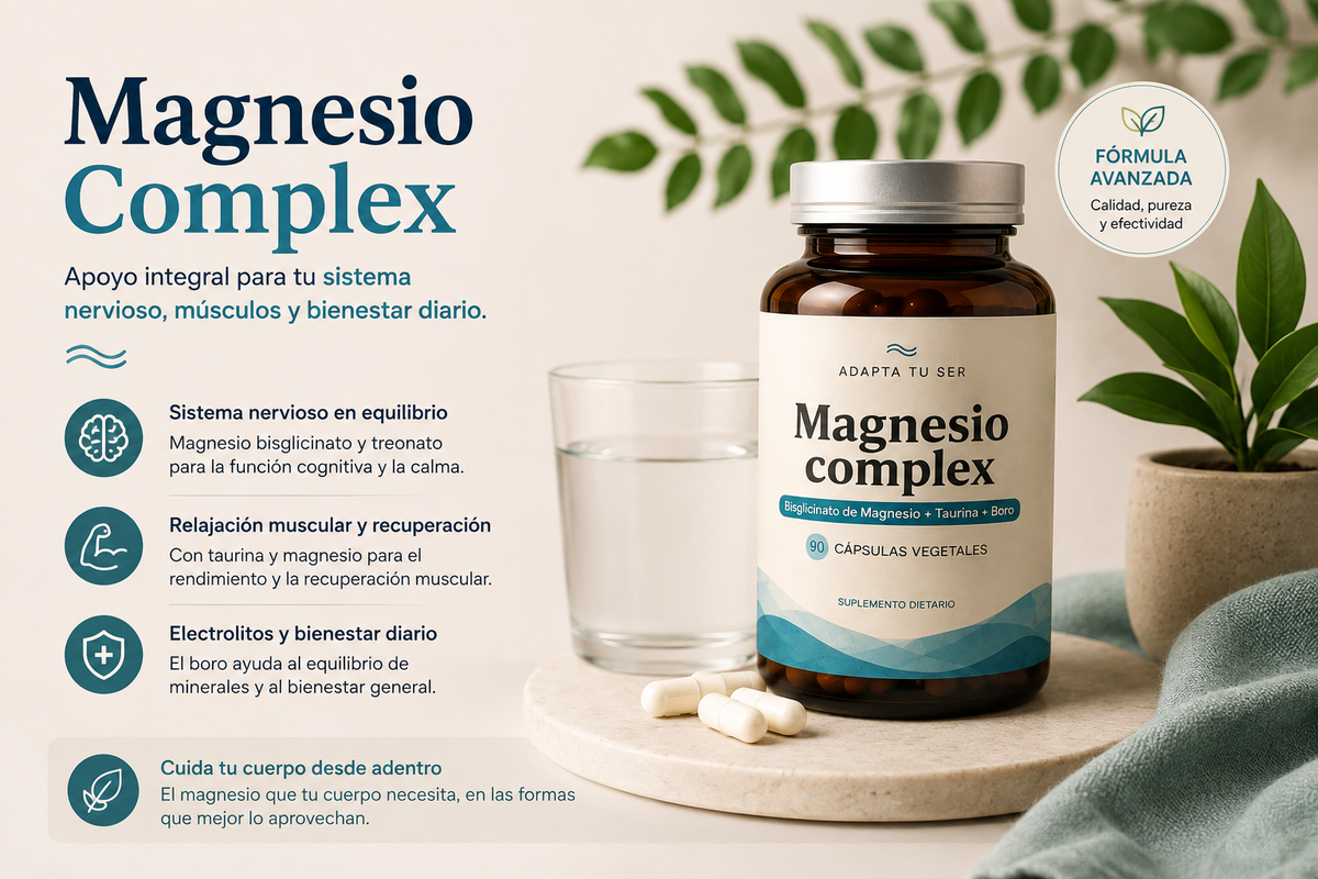 Magnesio Complex de Adapta Tu Ser con bisglicinato y treonato: calambres y calor en Santa Cruz, Beni y Pando