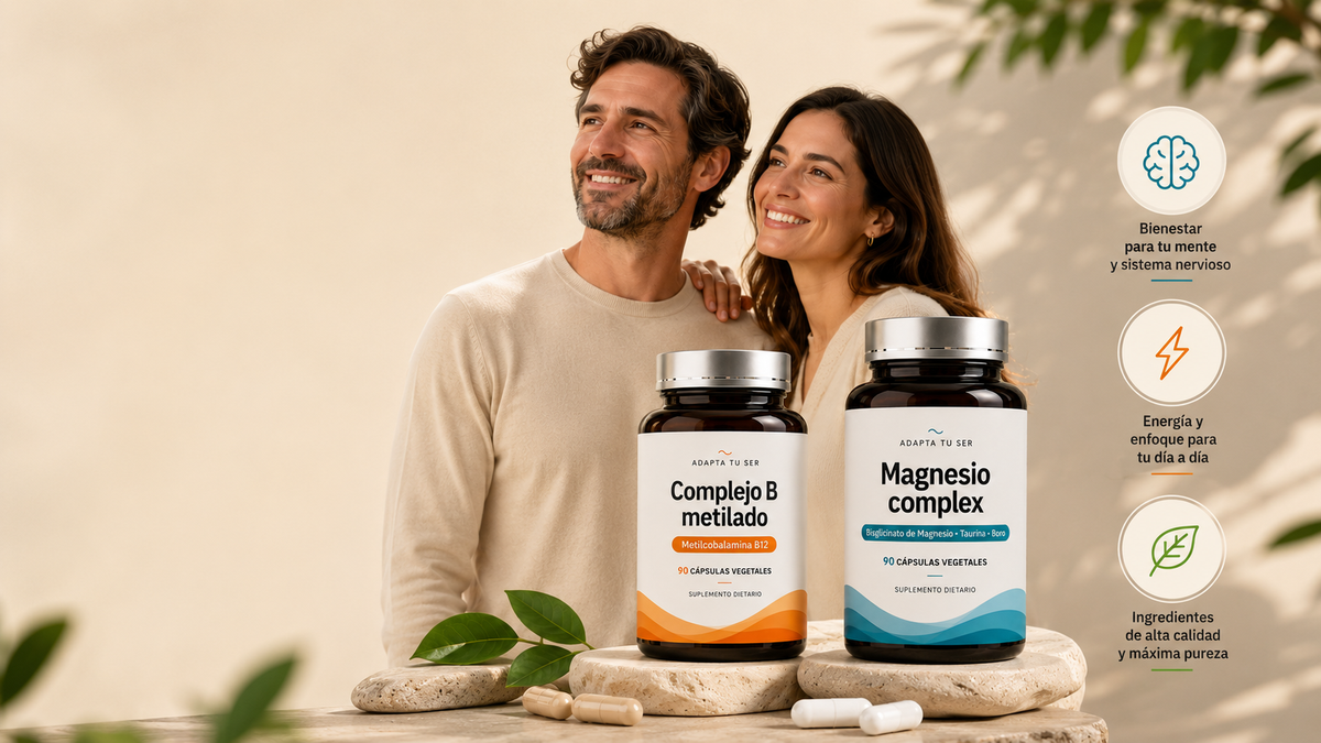 Pareja sonriente con Magnesio Complex y Complejo B Metilado: magnesio y vitamina B1 en Carnaval y prestes en Bolivia