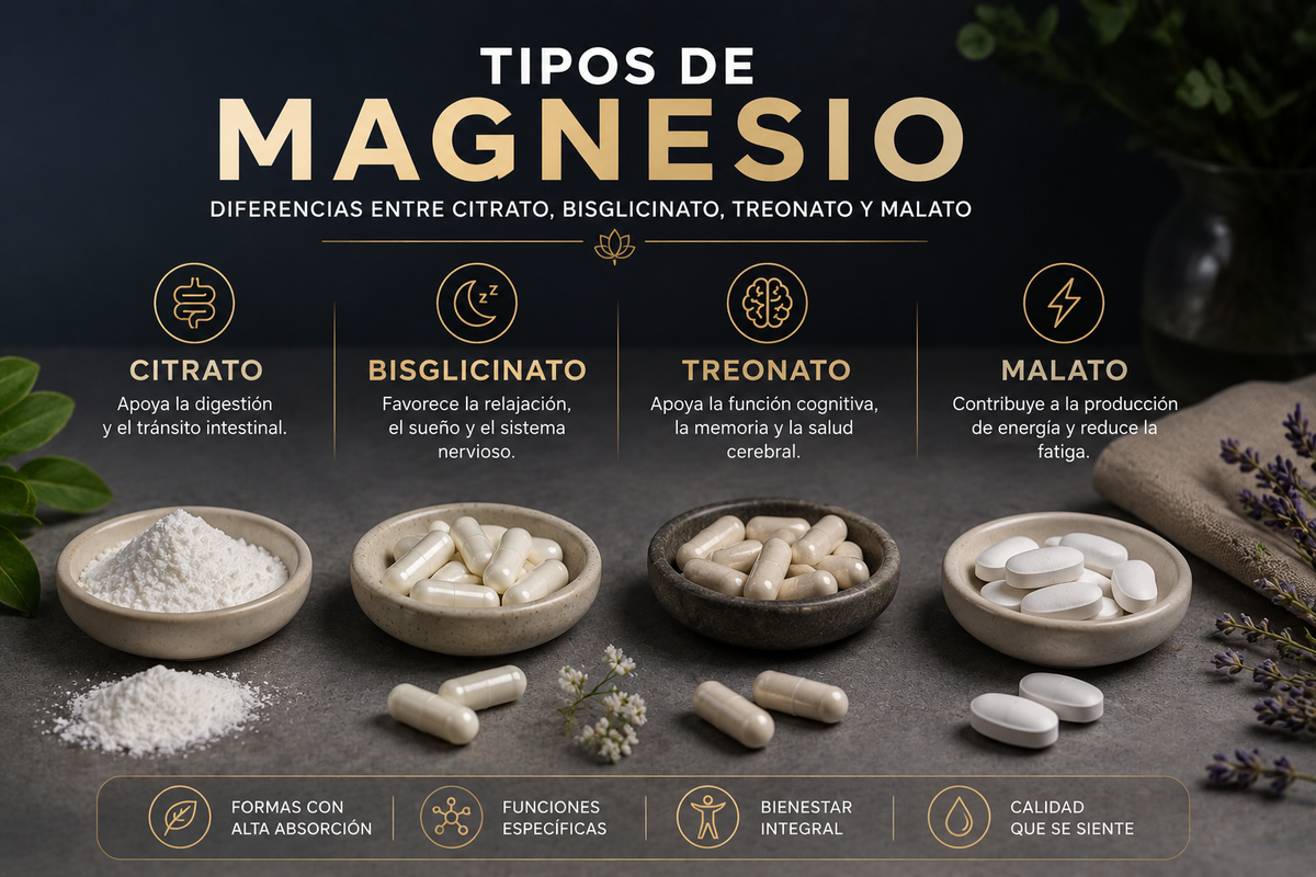 Tipos De Magnesio: Diferencias Entre Citrato, Bisglicinato, Treonato y Malato
